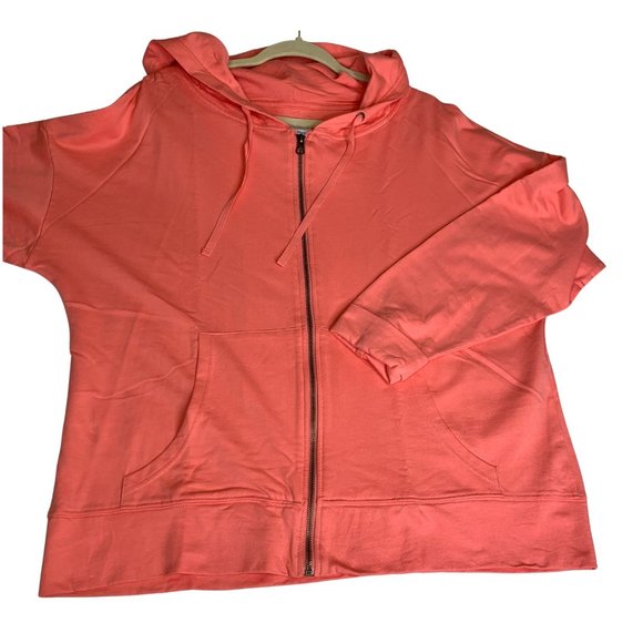 Seed to Style Organic Cotton Solid French Terry Zip-Up Hoodie Coral Large NWT - Picture 5 of 14